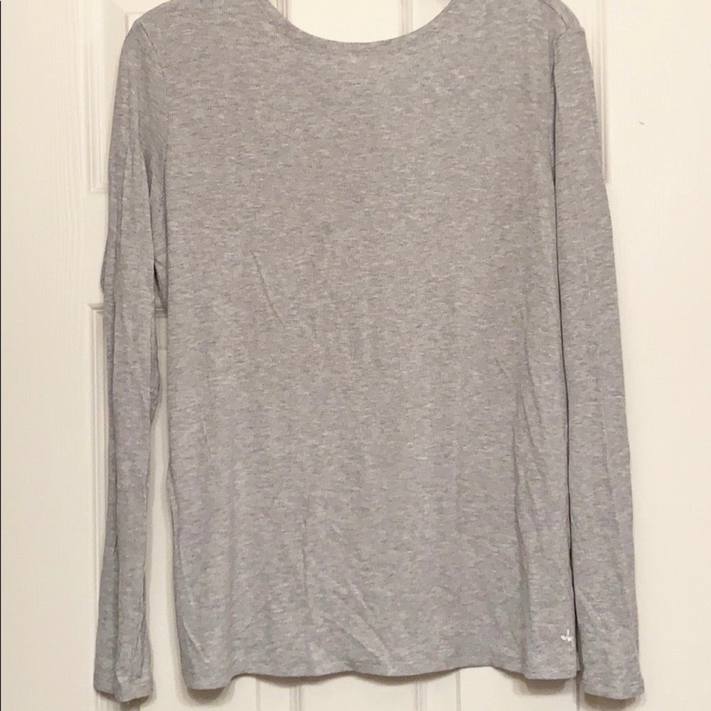 Grey open back yoga top